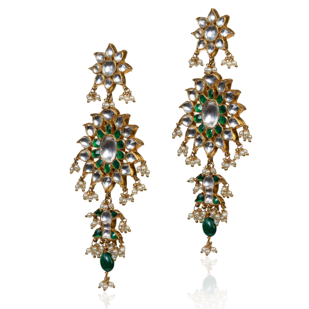 Green And White Bridal Necklace Set Riana by Shikha Jindal - Fabilicious Fashion