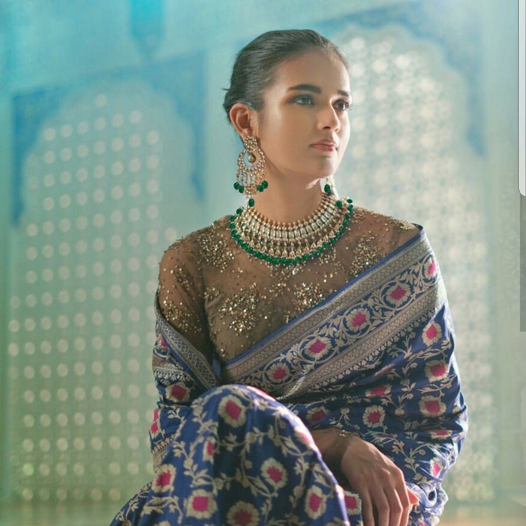 Green And White Choker Style Necklace Set Riana by Shikha Jindal - Fabilicious Fashion