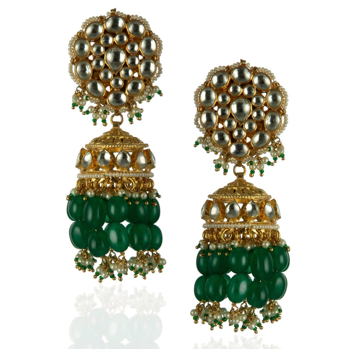 Green And White Fish Necklace With Jhumki Earrings Riana by Shikha Jindal - Fabilicious Fashion