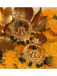 Green Chaand Baali Earrings Riana by Shikha Jindal - Fabilicious Fashion