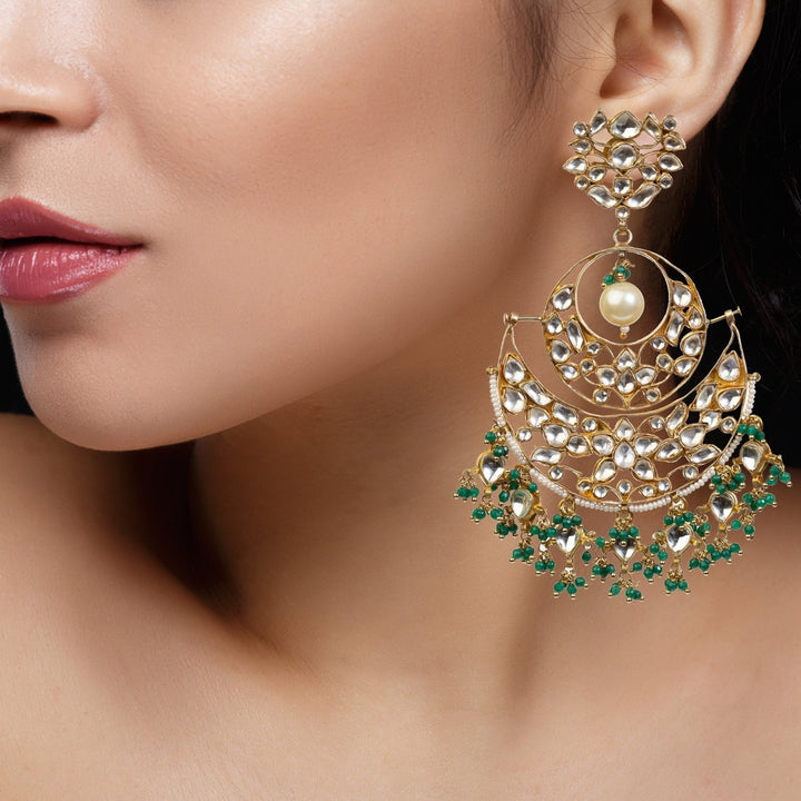 Green Chand Baali Earrings Riana by Shikha Jindal - Fabilicious Fashion