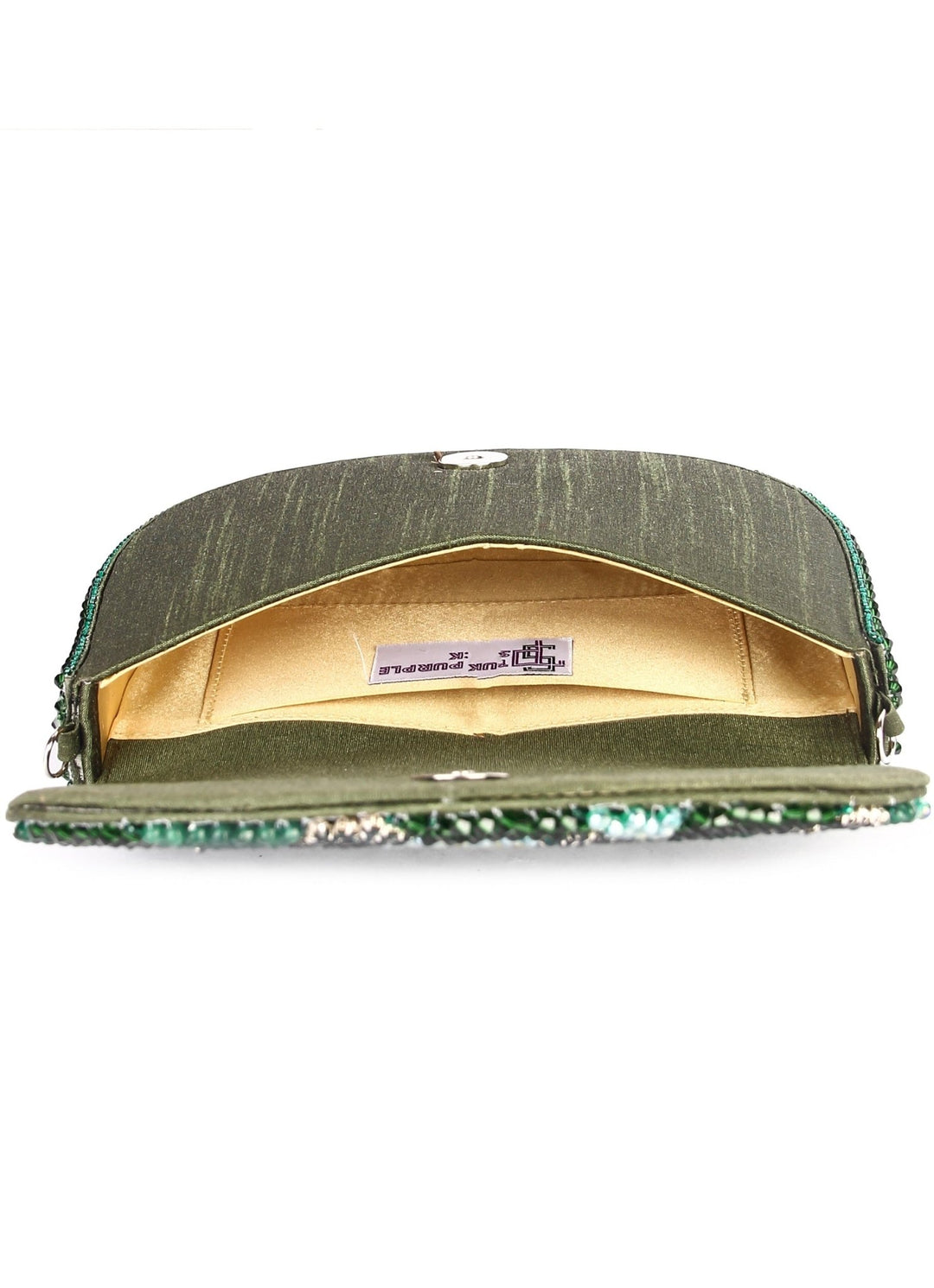 Green Crystal Beauty Clutch The Purple Sack - Fabilicious Fashion