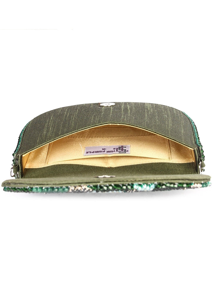 Green Crystal Beauty Clutch The Purple Sack - Fabilicious Fashion