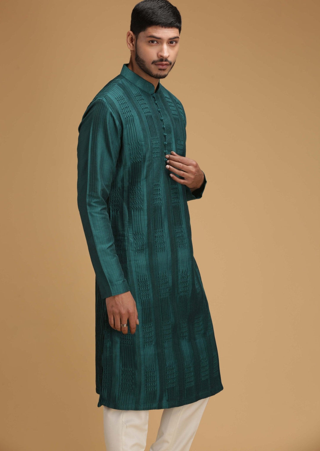 Green Jewelled Tone Silk Kurta Set Chatenya Mittal - Fabilicious Fashion