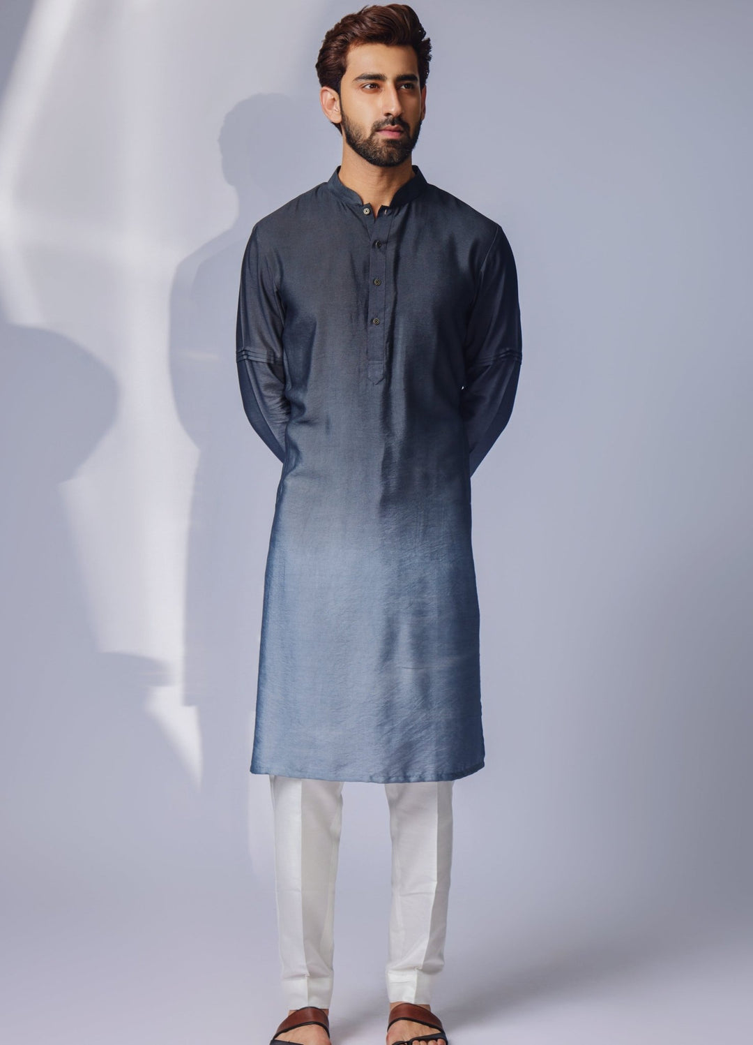 Grey Ombre Shaded Kurta Set Chatenya Mittal - Fabilicious Fashion