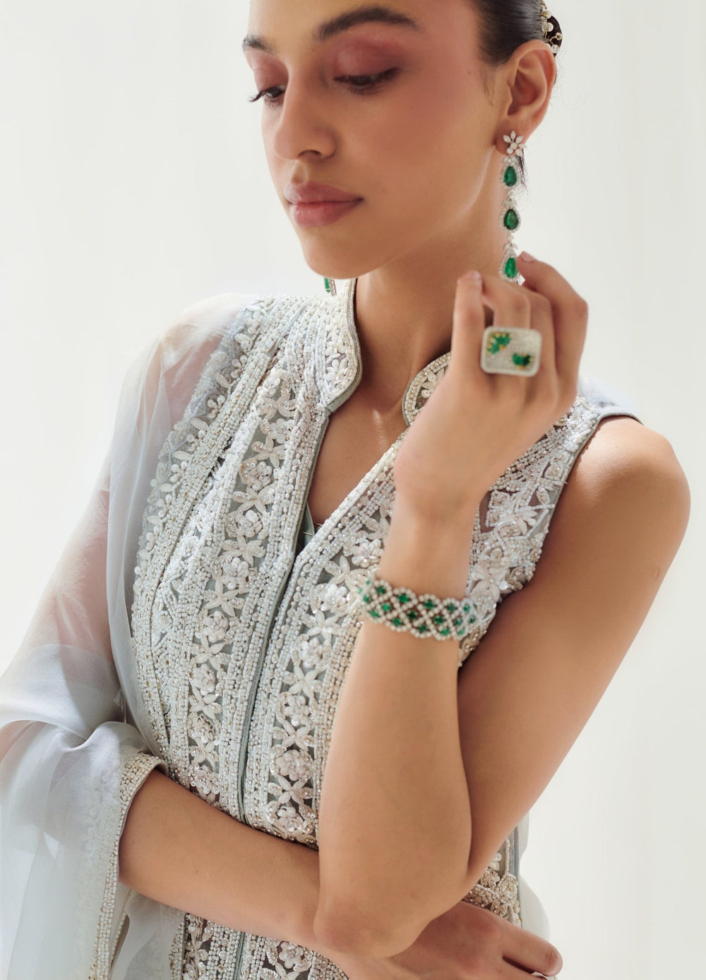 Grey Organza Sharara With Embellished Kurta And Dupatta Suhino - Fabilicious Fashion