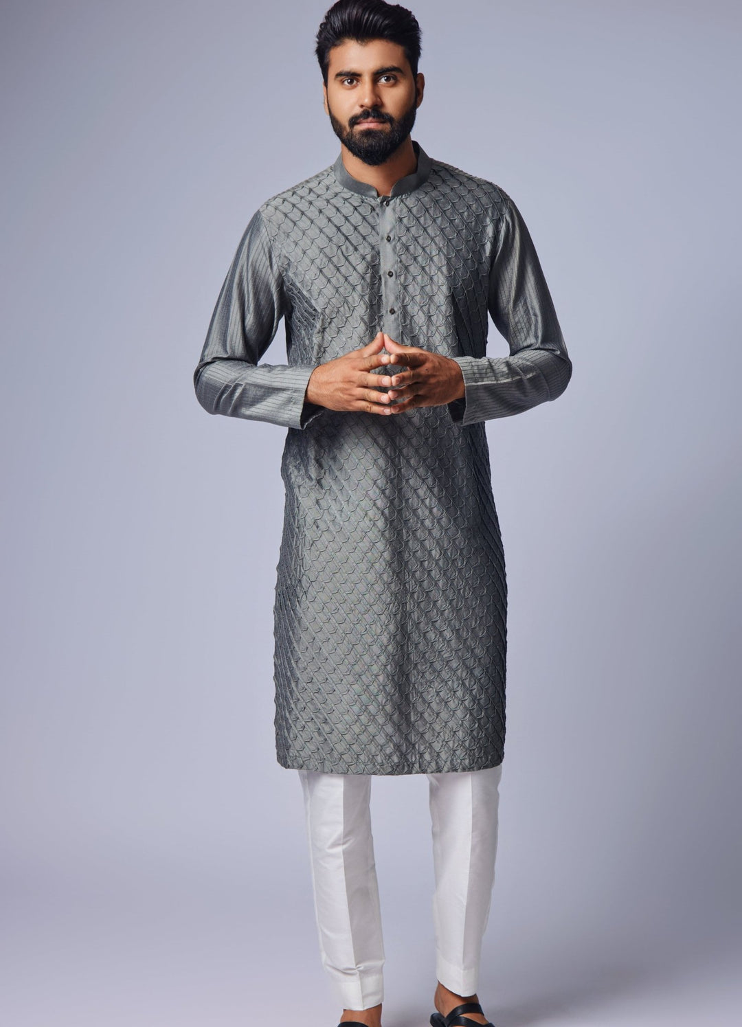 Grey Pintex Kurta Set Chatenya Mittal - Fabilicious Fashion