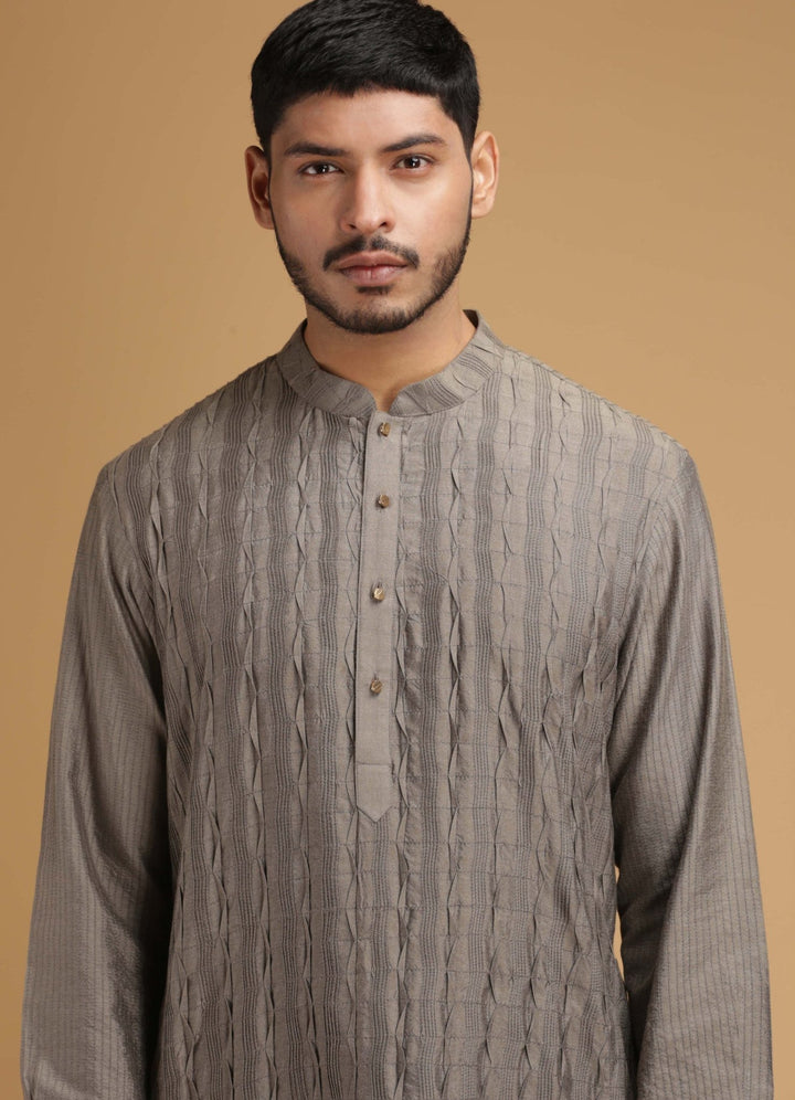 Grey Silk Kurta Set Chatenya Mittal - Fabilicious Fashion