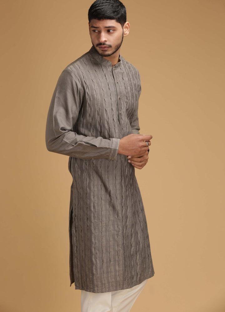Grey Silk Kurta Set Chatenya Mittal - Fabilicious Fashion