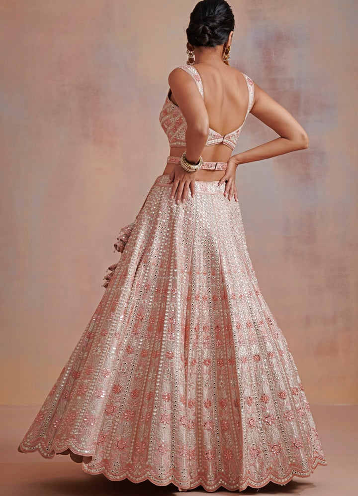 Gul Beige and Peach Gold Embroidered Lehenga Set Suhino - Fabilicious Fashion