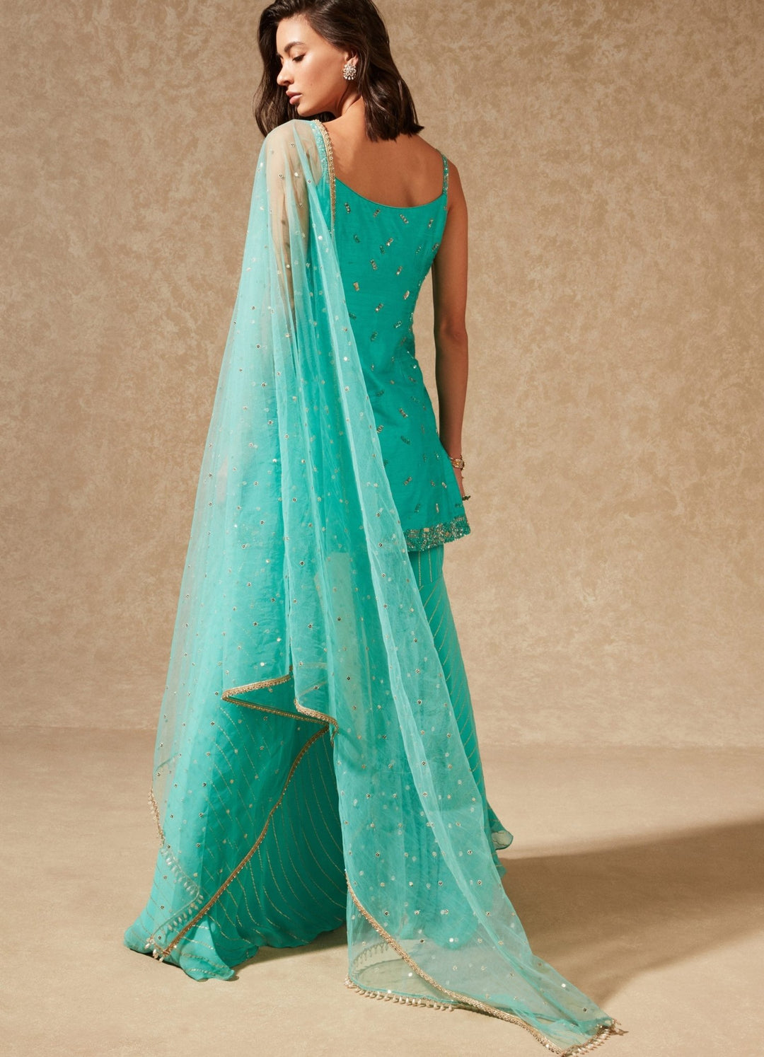 Gul Blue Silk Kurta With Pallazo Pants Chamee n Palak - Fabilicious Fashion