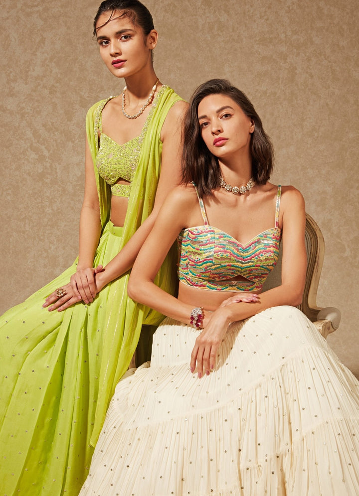 Gul Drape Lehenga And Jacket Chamee n Palak - Fabilicious Fashion
