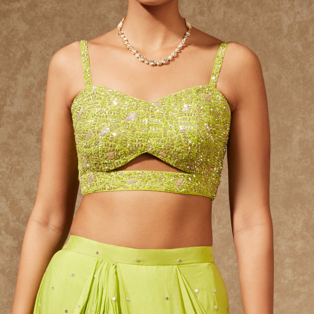 Gul Drape Lehenga And Jacket Chamee n Palak - Fabilicious Fashion