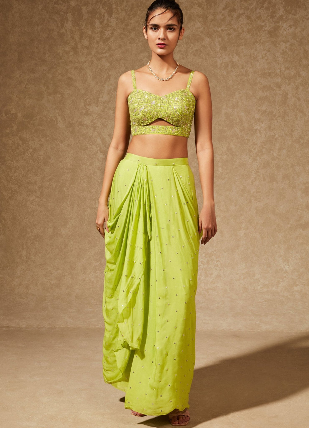 Gul Drape Lehenga And Jacket Chamee n Palak - Fabilicious Fashion