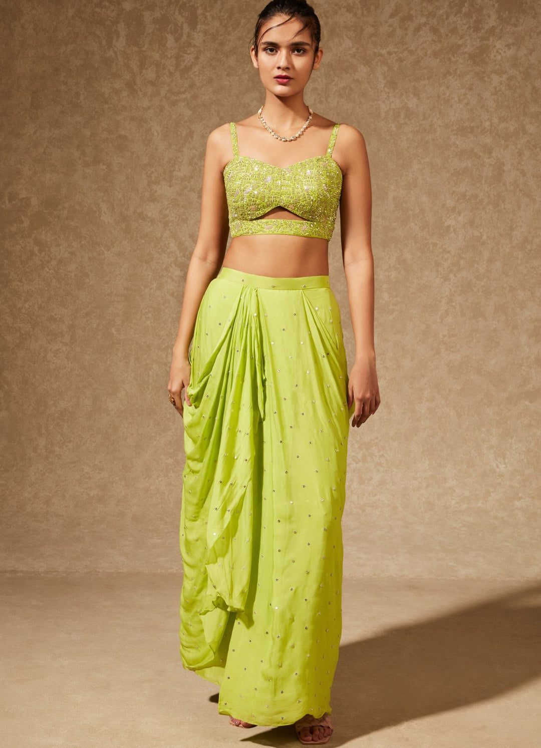 Gul Drape Lehenga And Jacket Chamee n Palak - Fabilicious Fashion