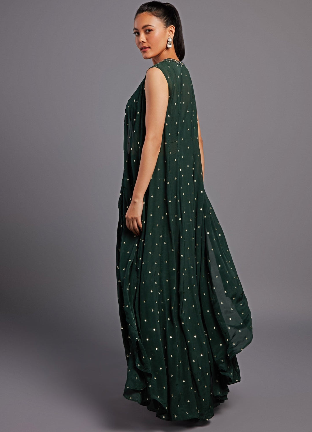 Gul Forest Green Cape Set Chamee n Palak - Fabilicious Fashion
