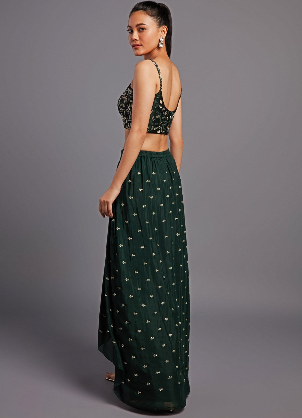 Gul Forest Green Cape Set Chamee n Palak - Fabilicious Fashion