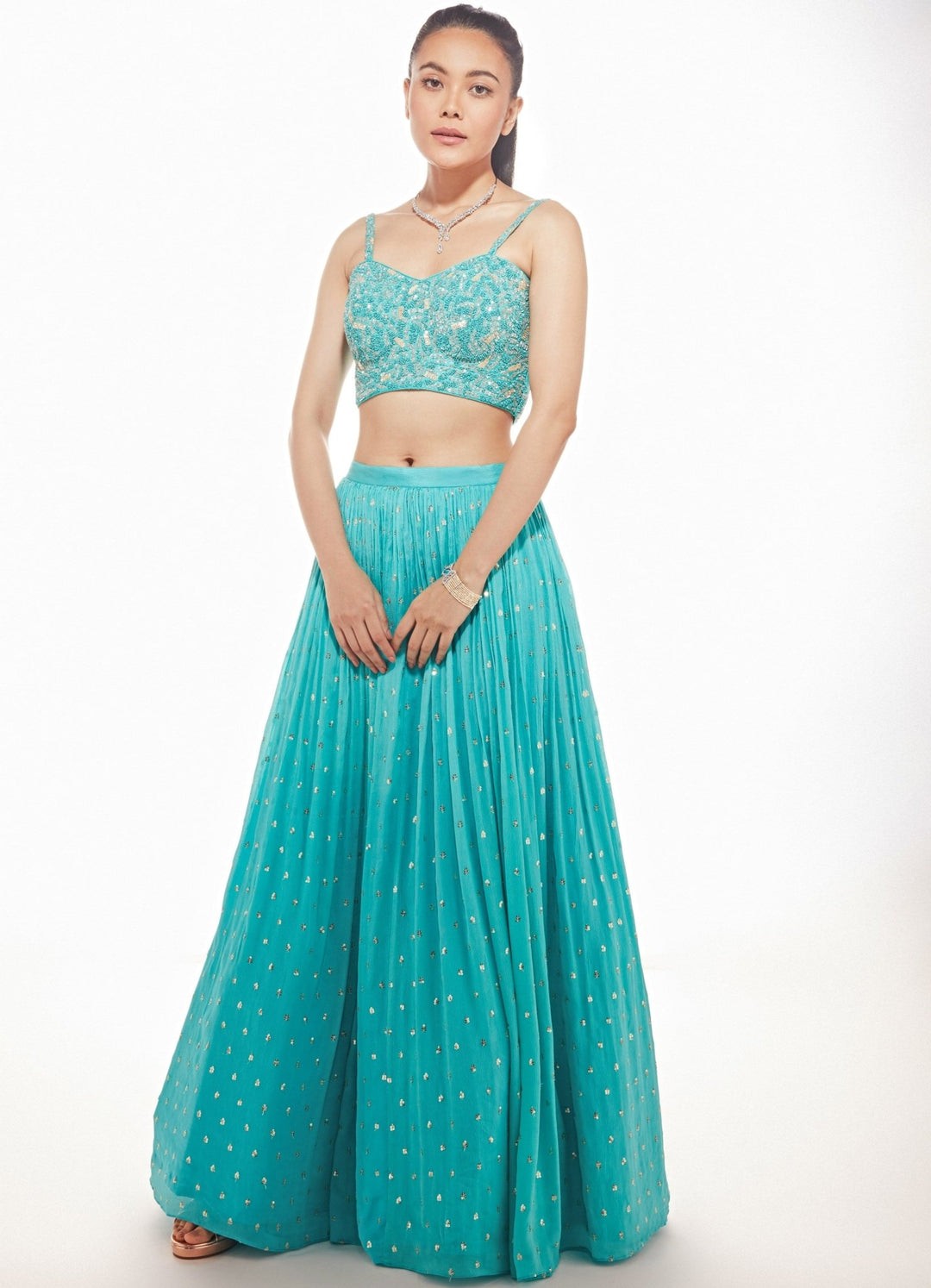 Gul Tiffany Blue Lehenga Set Chamee n Palak - Fabilicious Fashion