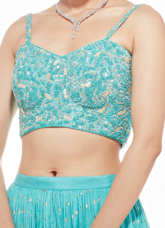 Gul Tiffany Blue Lehenga Set Chamee n Palak - Fabilicious Fashion
