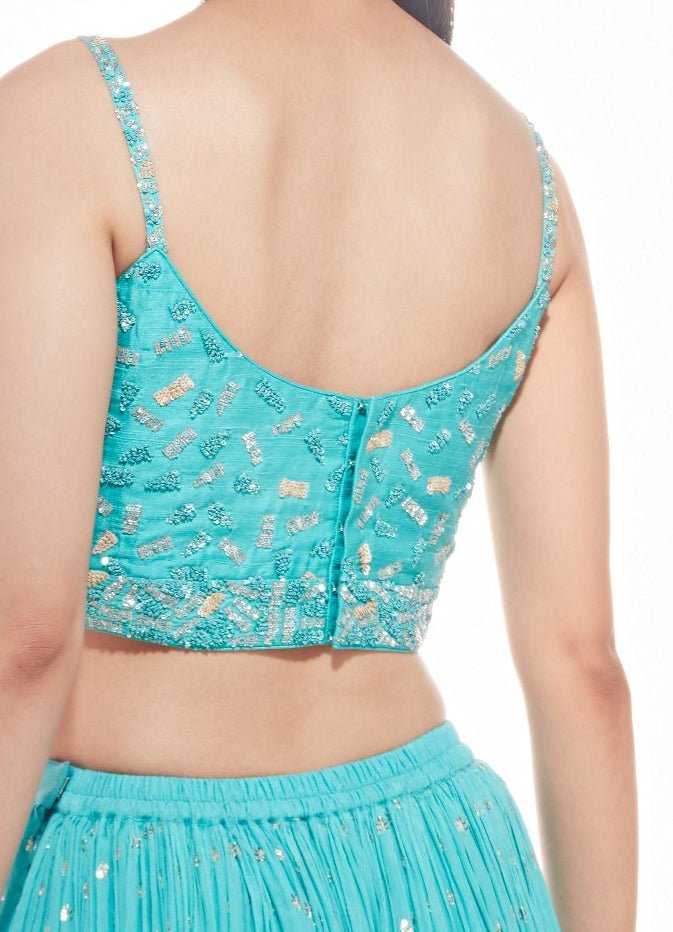 Gul Tiffany Blue Lehenga Set Chamee n Palak - Fabilicious Fashion