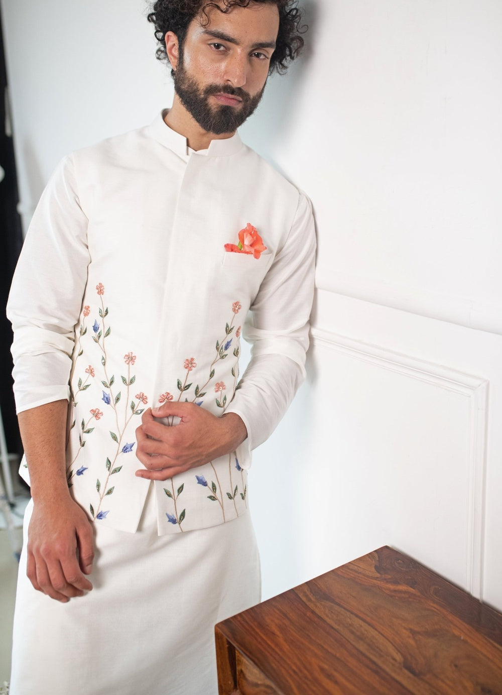 Hand embellished Summer colours nehru jacket with kurta and pants Contrast By Parth - Fabilicious Fashion