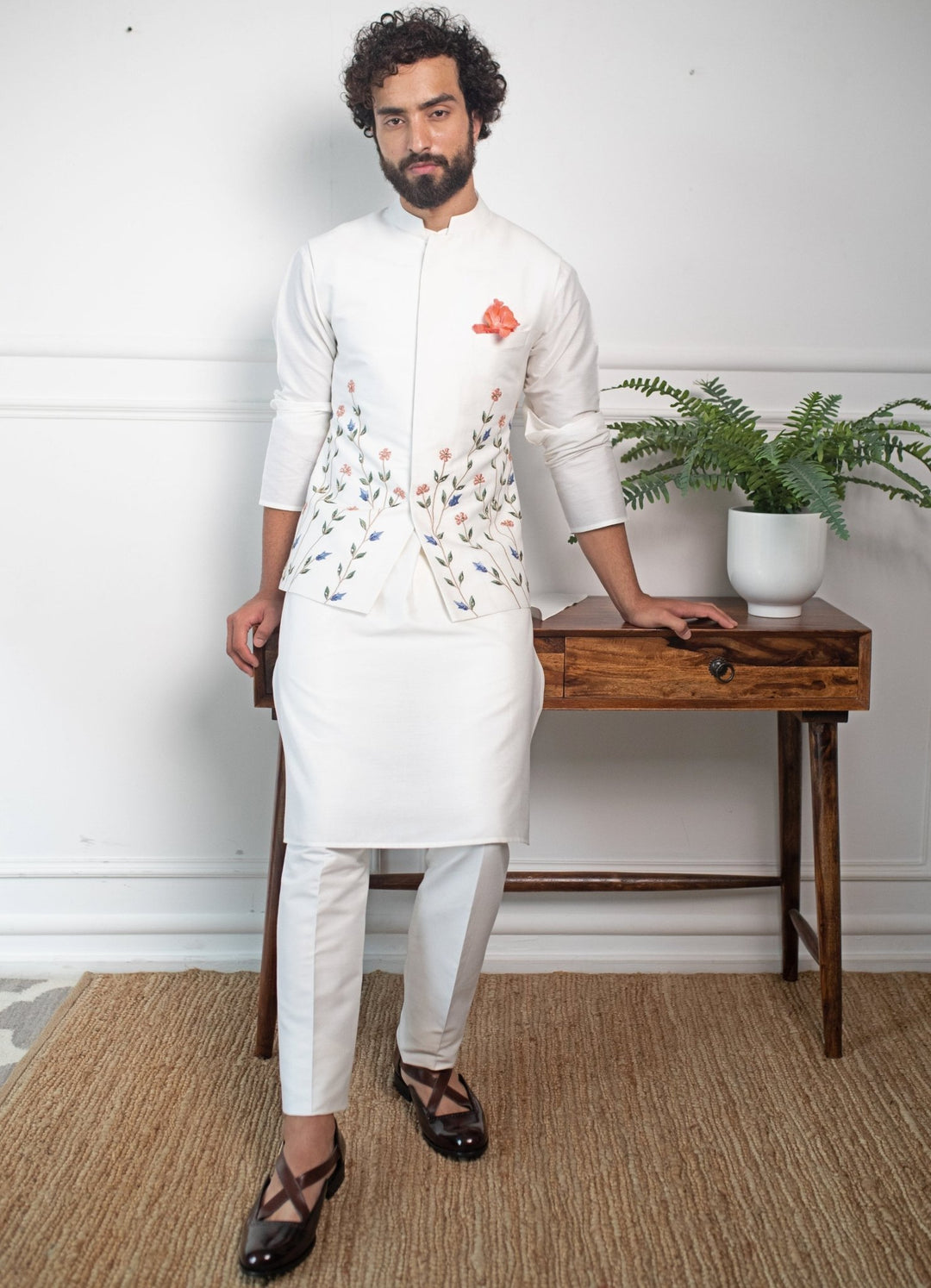 Hand embellished Summer colours nehru jacket with kurta and pants Contrast By Parth - Fabilicious Fashion