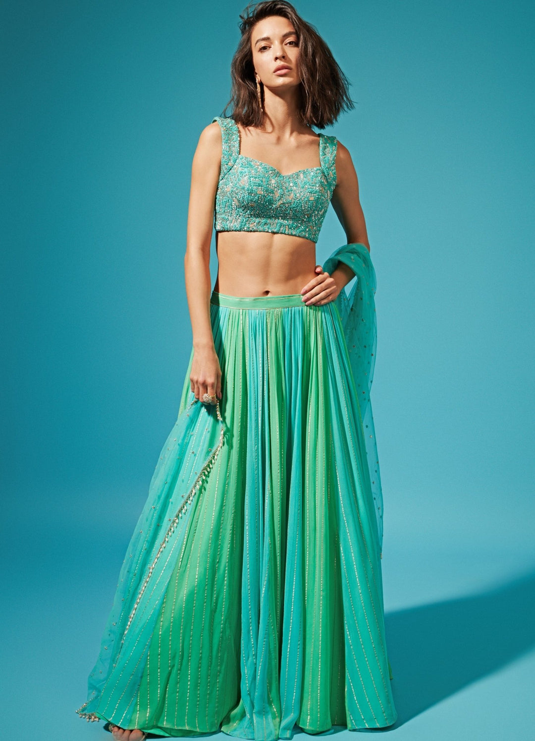 Haya Green Lehenga Set Chamee n Palak - Fabilicious Fashion
