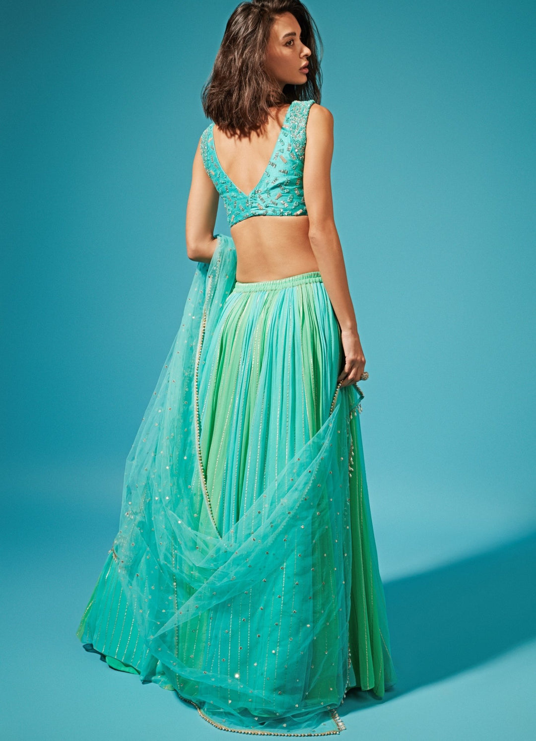 Haya Green Lehenga Set Chamee n Palak - Fabilicious Fashion