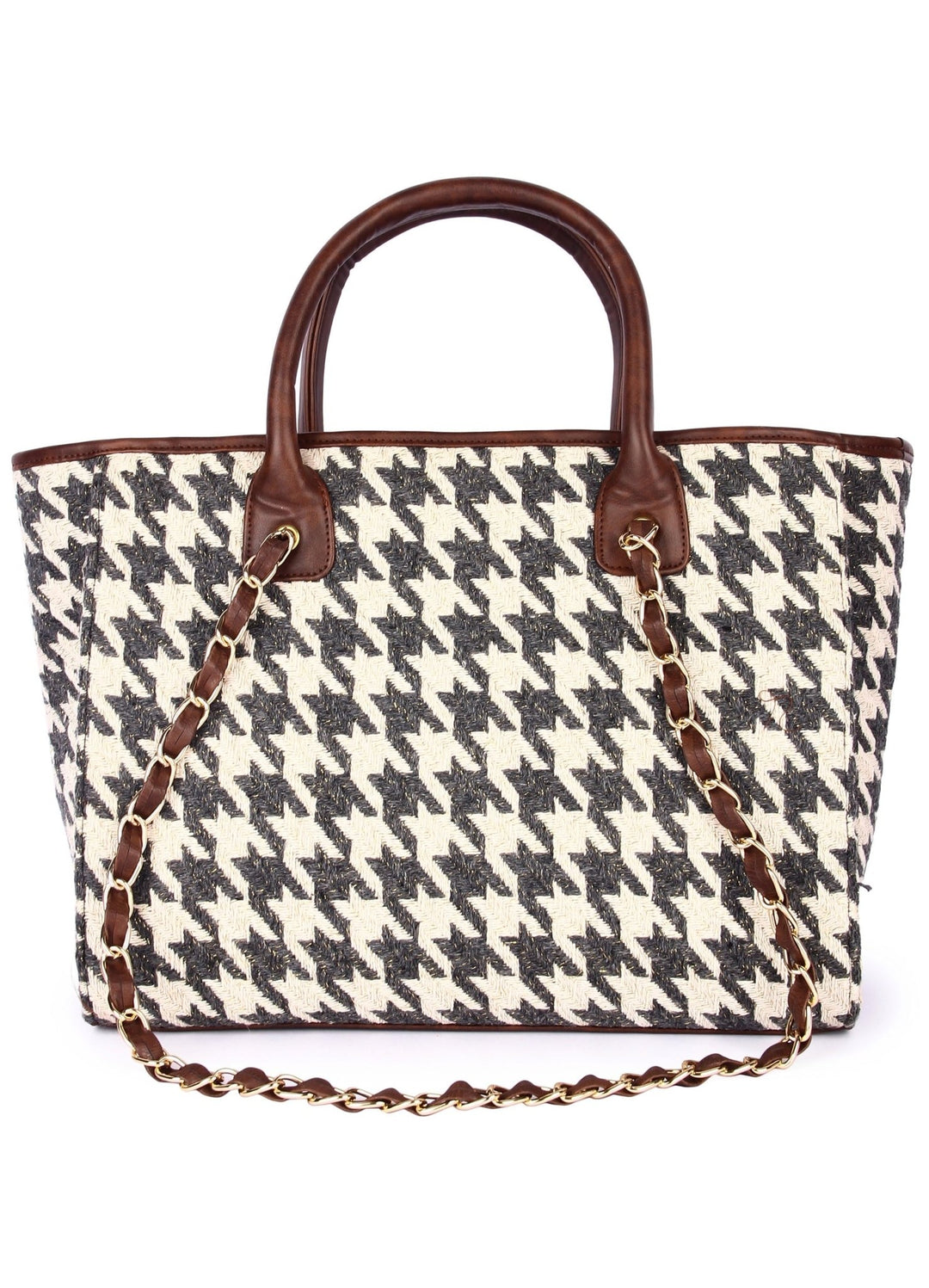 Houndstooth Tote Bag The Purple Sack - Fabilicious Fashion