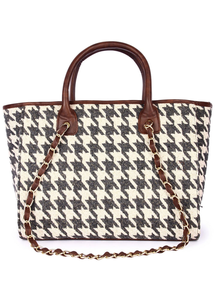 Houndstooth Tote Bag The Purple Sack - Fabilicious Fashion