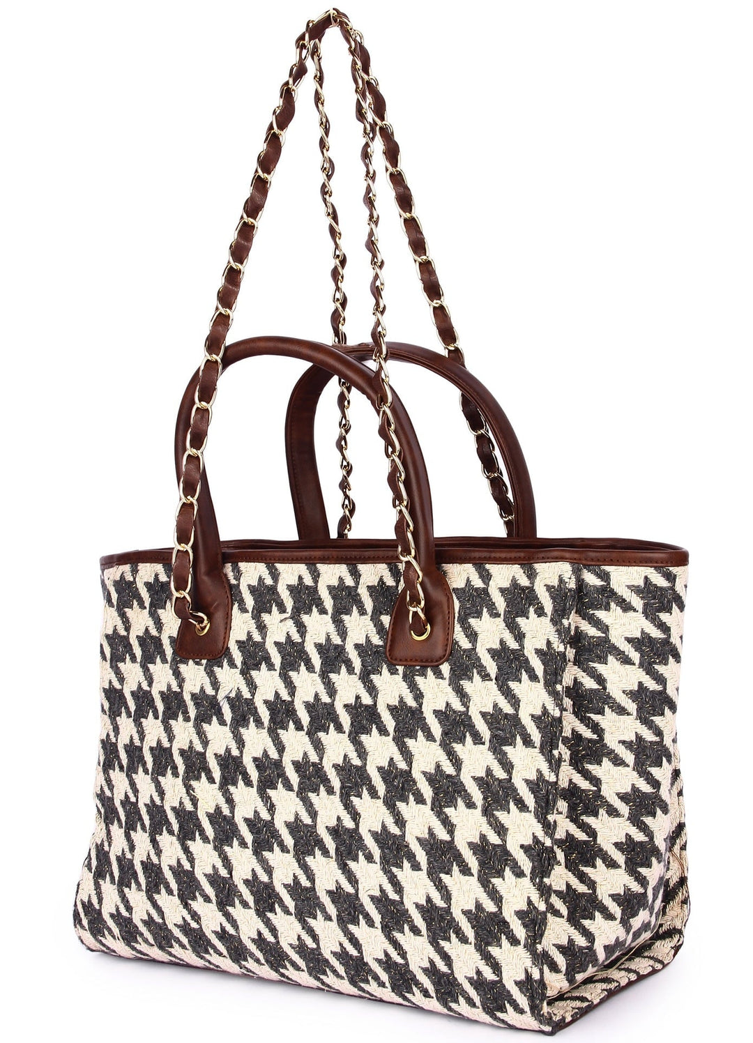 Houndstooth Tote Bag The Purple Sack - Fabilicious Fashion