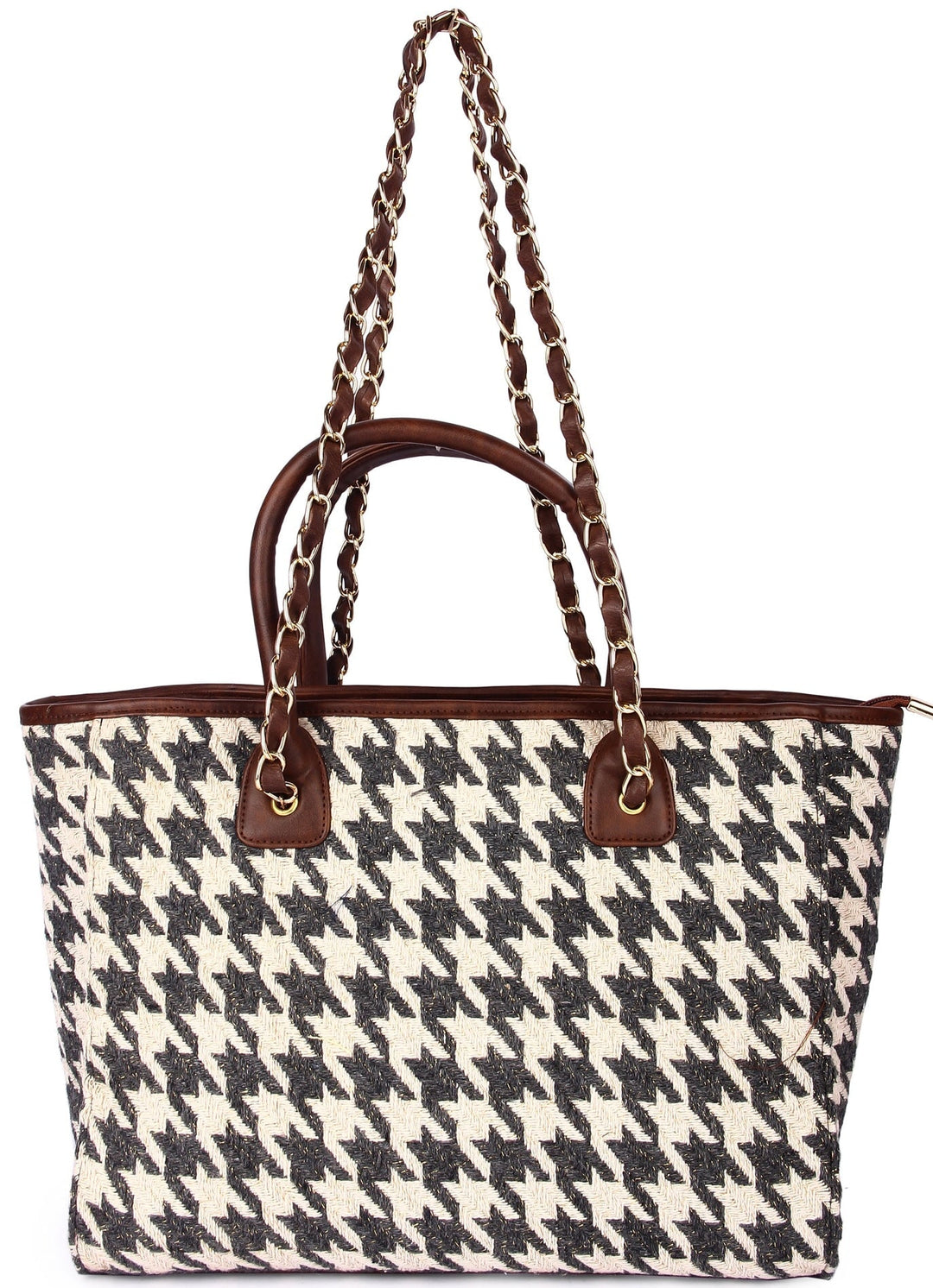 Houndstooth Tote Bag The Purple Sack - Fabilicious Fashion