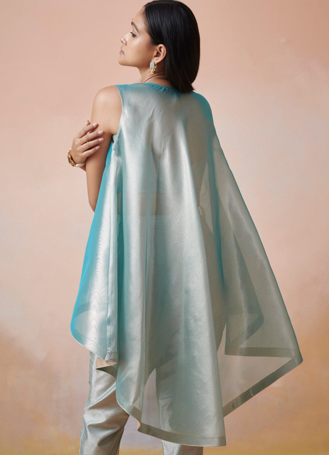 Ice Blue tissue co-ord set Suhino - Fabilicious Fashion