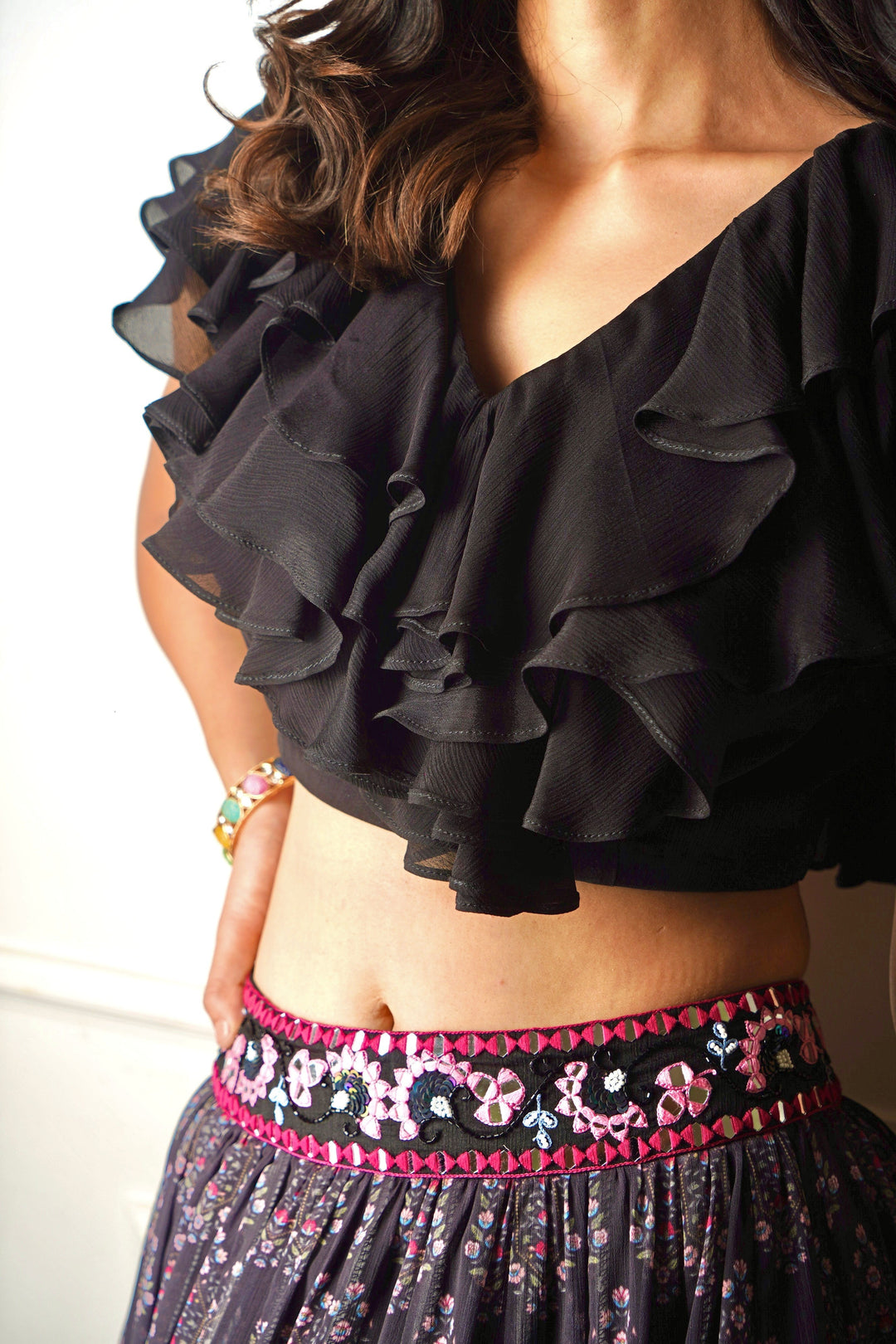 Imaara Ruffle Printed Lehenga Set Rashika Sharma - Fabilicious Fashion