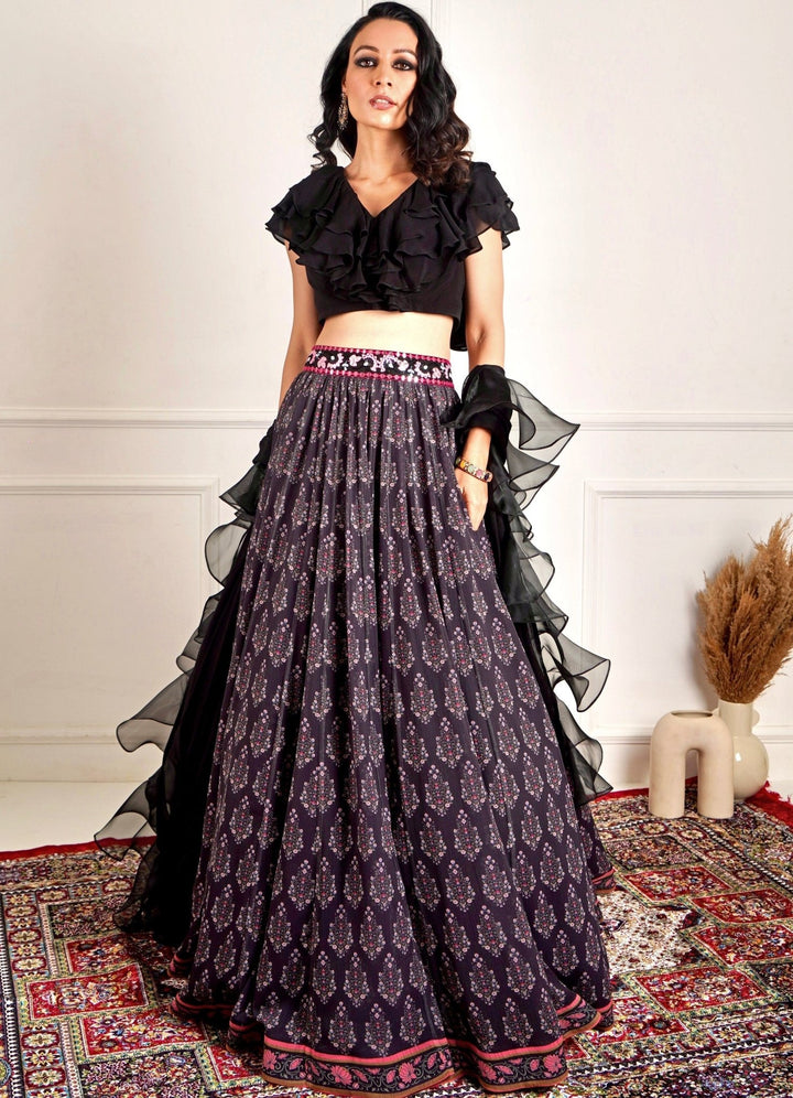Imaara Ruffle Printed Lehenga Set Rashika Sharma - Fabilicious Fashion
