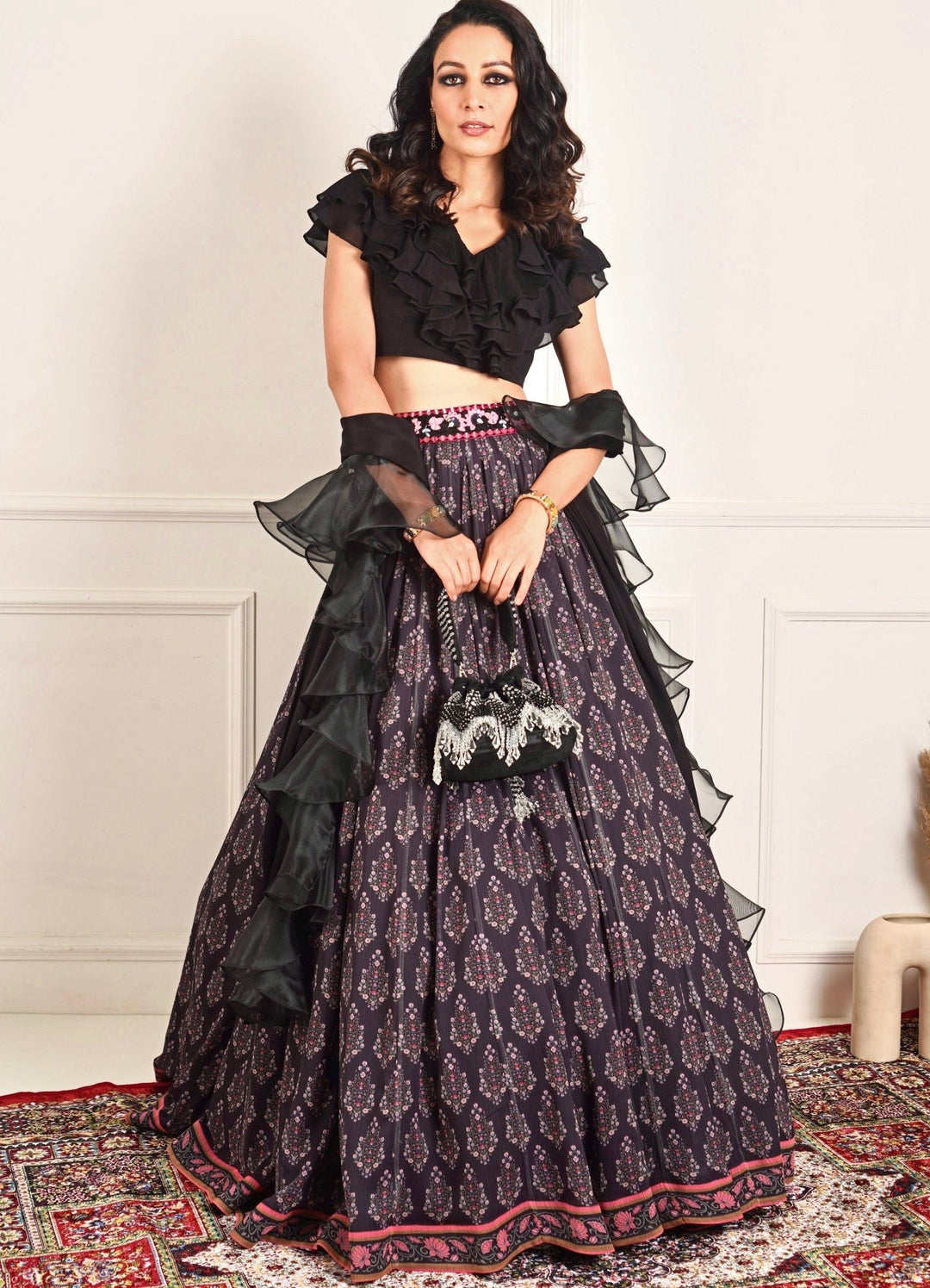 Imaara Ruffle Printed Lehenga Set Rashika Sharma - Fabilicious Fashion