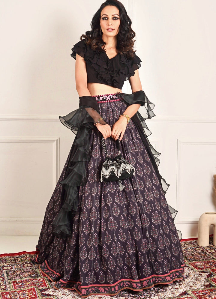 Imaara Ruffle Printed Lehenga Set Rashika Sharma - Fabilicious Fashion