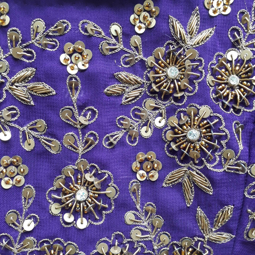 Indigo Blue Lehenga with Sequins and Zardosi Embroidered Blouse Priti Sahni - Fabilicious Fashion