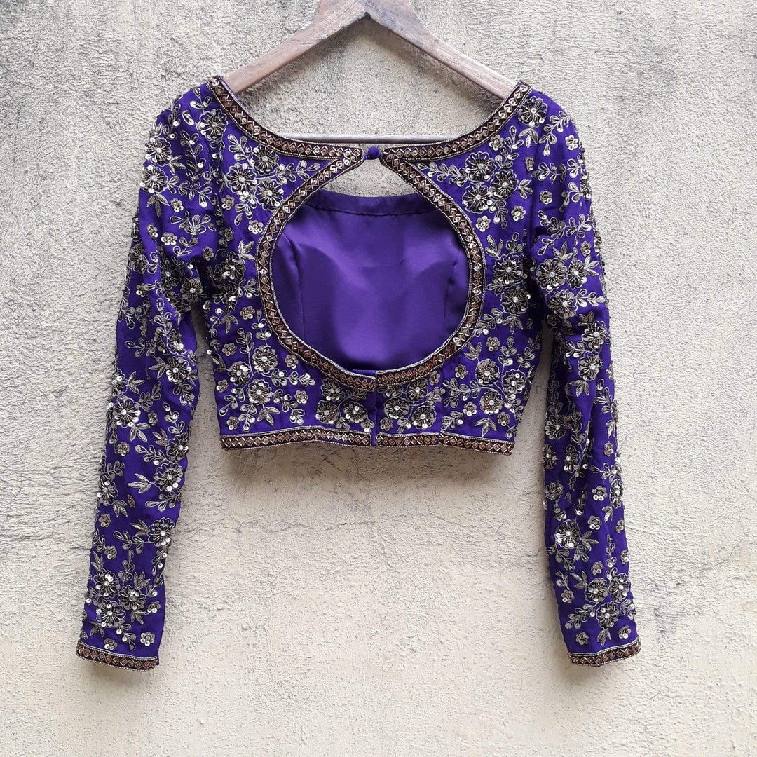 Indigo Blue Lehenga with Sequins and Zardosi Embroidered Blouse Priti Sahni - Fabilicious Fashion