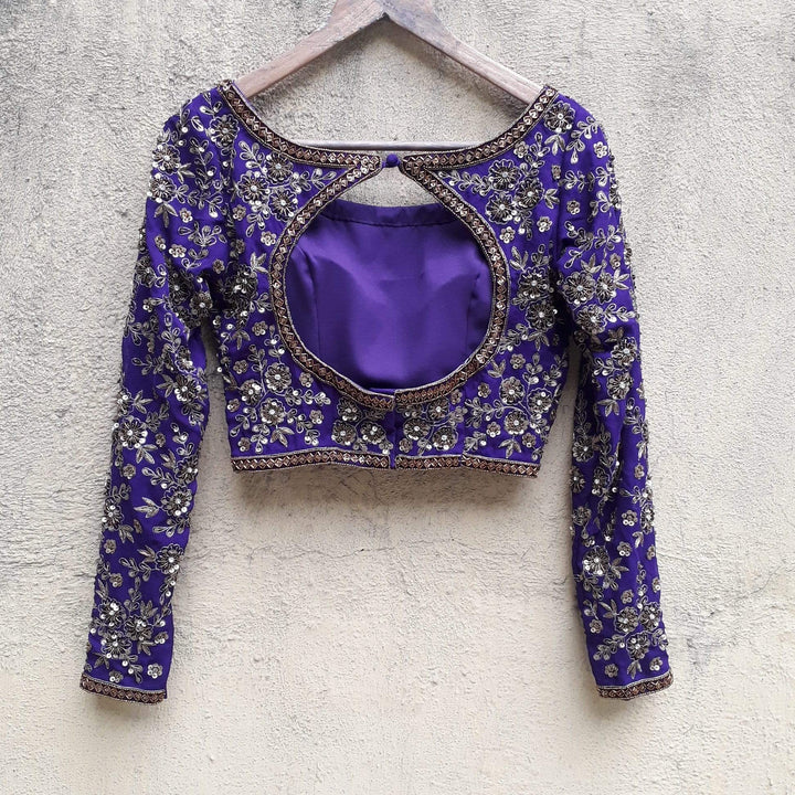 Indigo Blue Lehenga with Sequins and Zardosi Embroidered Blouse Priti Sahni - Fabilicious Fashion