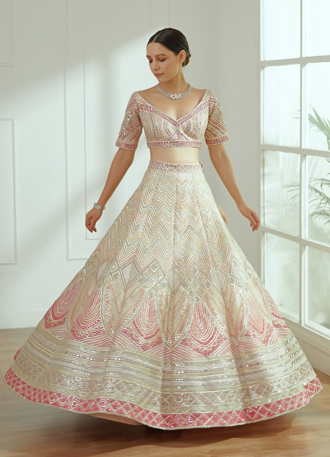 Ira Pink Organza Lehenga Set Studio Iris - Fabilicious Fashion
