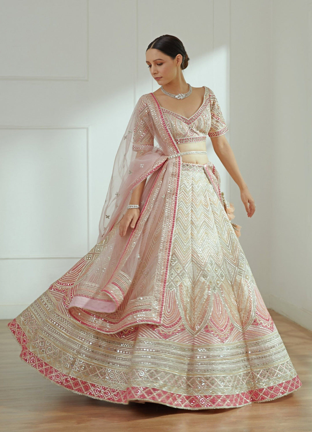 Ira Pink Organza Lehenga Set Studio Iris - Fabilicious Fashion