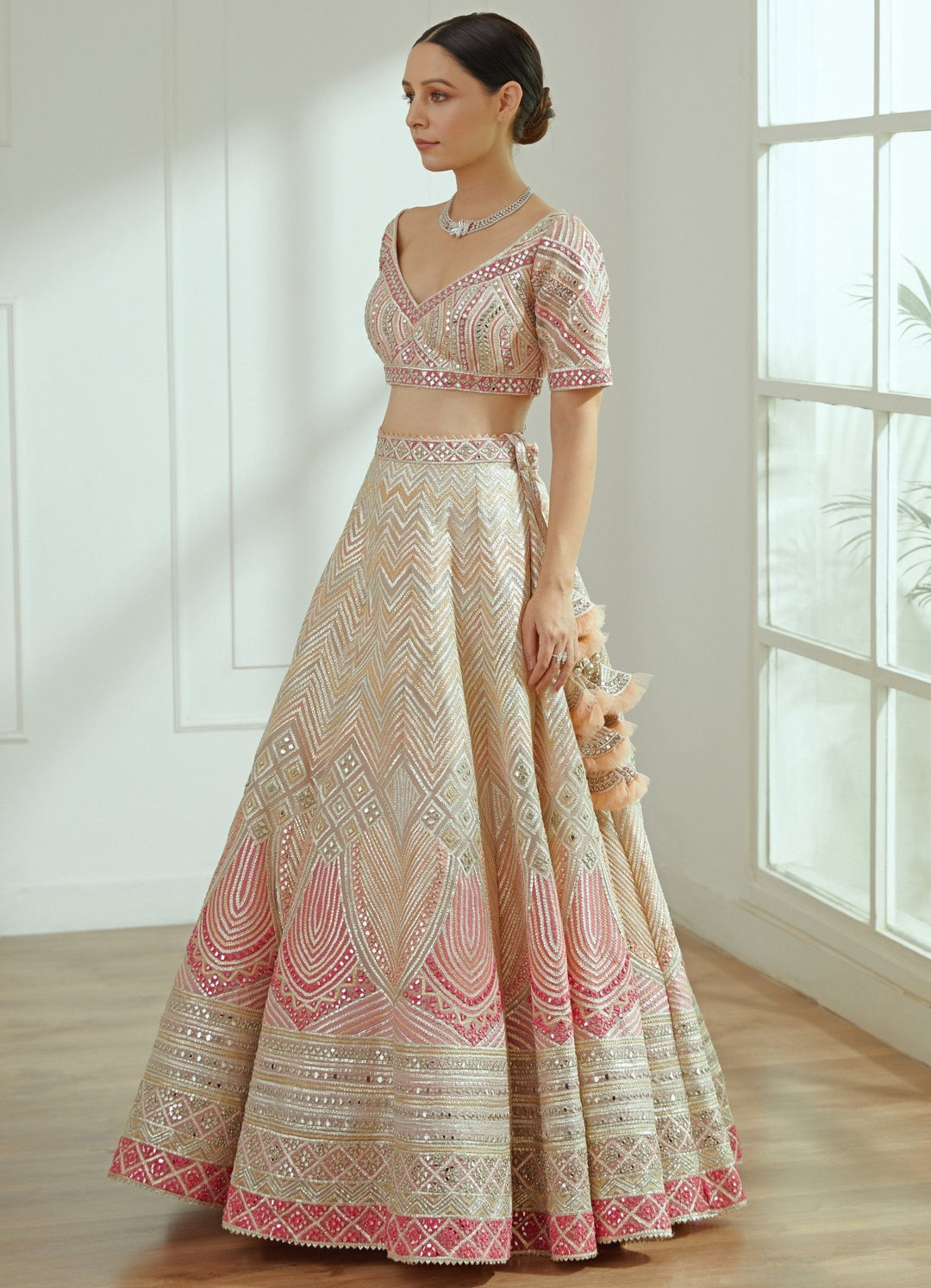 Ira Pink Organza Lehenga Set Studio Iris - Fabilicious Fashion