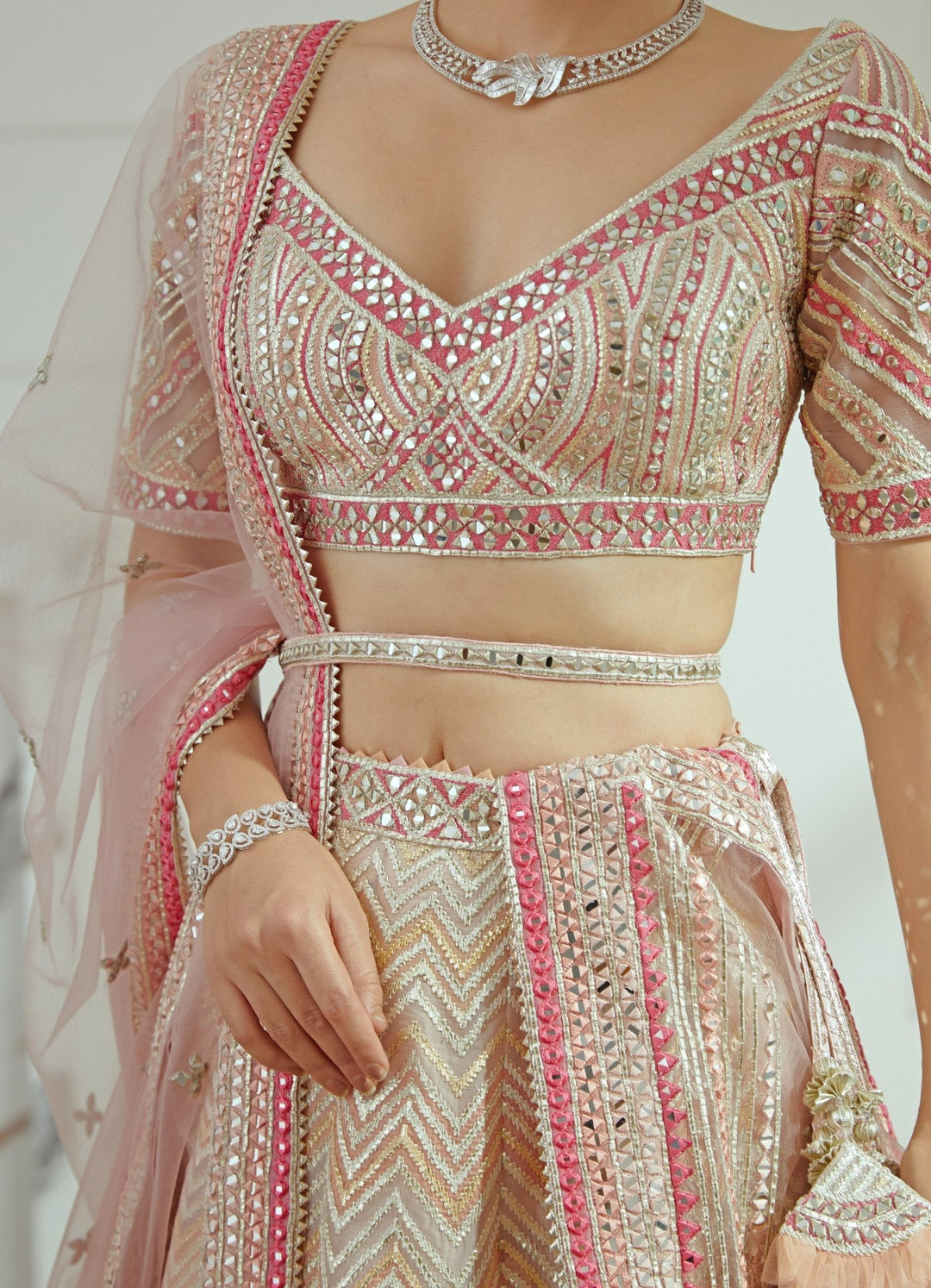 Ira Pink Organza Lehenga Set Studio Iris - Fabilicious Fashion