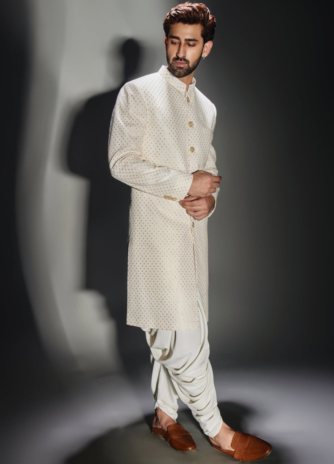 Ivory Achkan Pant Set Chatenya Mittal - Fabilicious Fashion