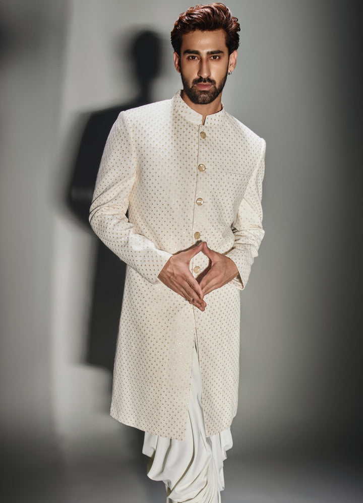 Ivory Achkan Pant Set Chatenya Mittal - Fabilicious Fashion