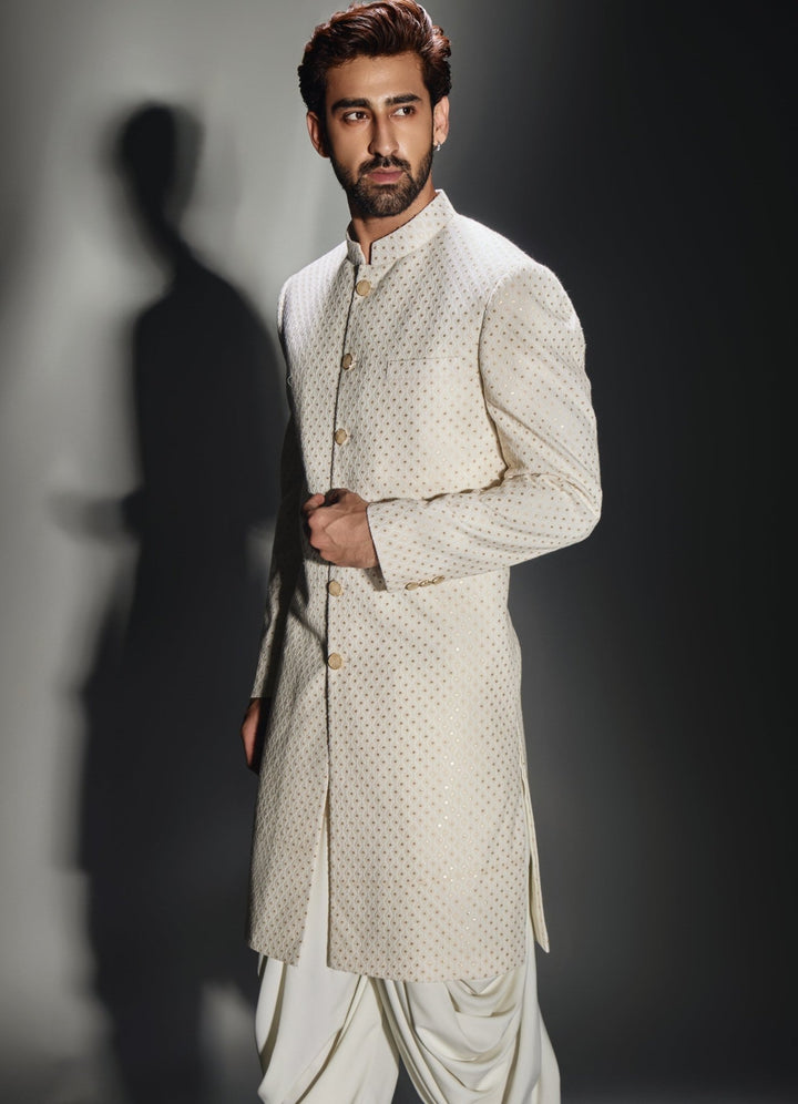 Ivory Achkan Pant Set Chatenya Mittal - Fabilicious Fashion