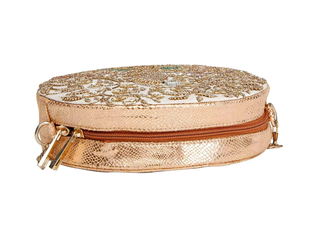 Ivory and Gold Peacock Bag The Purple Sack - Fabilicious Fashion