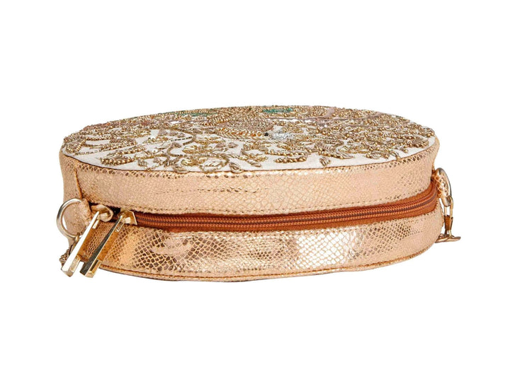 Ivory and Gold Peacock Bag The Purple Sack - Fabilicious Fashion