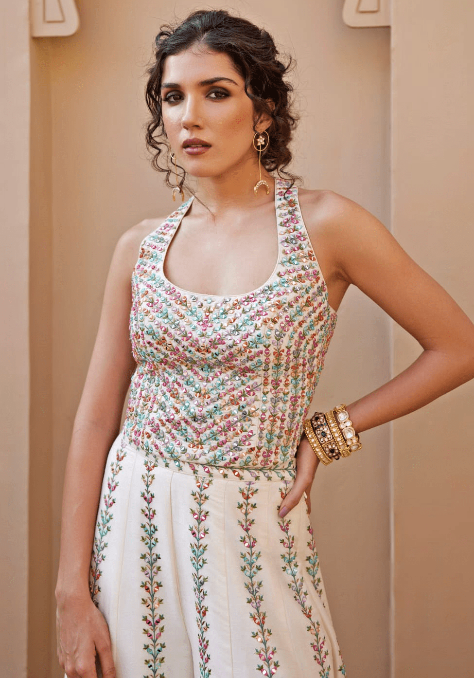 Ivory And Lavender Pant Set Chamee and Palak - Fabilicious Fashion